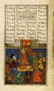 unknow artist Iskander Meets with the Sages,from the Khamsa of Nizami oil on canvas